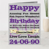 名前パーソナライズされた誕生日語ハッピーバースデー カード (正面)