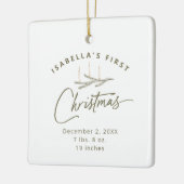 名前パーソナライズされた誕生統計初めてのクリスマス セラミックオーナメント (左)