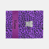 名前パーソナライズされた象パープルヒョウ フリースブランケット (正面(横))