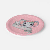 名前パーソナライズされた象ベビーガールピンク&グレー ペーパープレート (アングル)