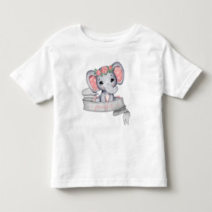 名前パーソナライズされた象ベビーガール名前をカスタムする トドラーTシャツ