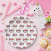 名前パーソナライズされた赤い消防車のパーティー ペーパープレート (パーティー)