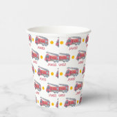 名前パーソナライズされた赤い消防車のパーティー 紙コップ (右)