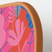 名前パーソナライズされた赤カラフルピンクフローラ ピックルボールラケット (左詳細)