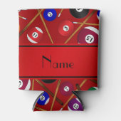 名前パーソナライズされた赤カラフルプールパターン 缶クーラー (正面)