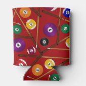 名前パーソナライズされた赤カラフルプールパターン 缶クーラー (裏面)