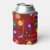 名前パーソナライズされた赤カラフルプールパターン 缶クーラー (缶裏面)