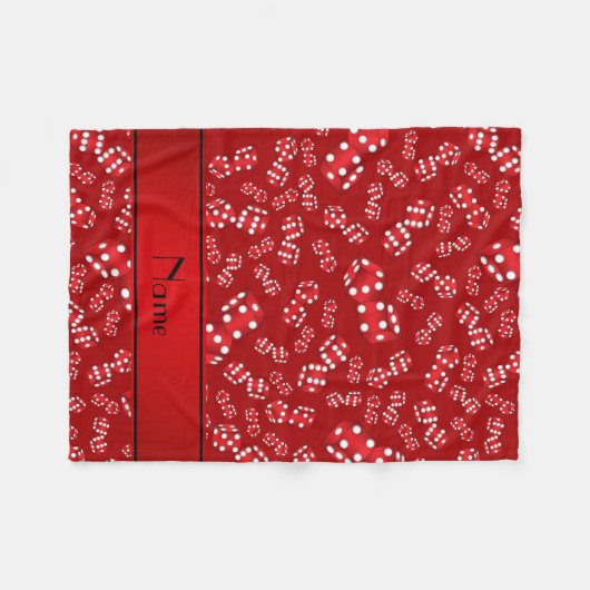 名前パーソナライズされた赤サイコロパターン フリースブランケット (正面(横))