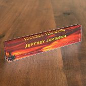 名前パーソナライズされた赤スカイアクリル デスクネームプレート (側面)