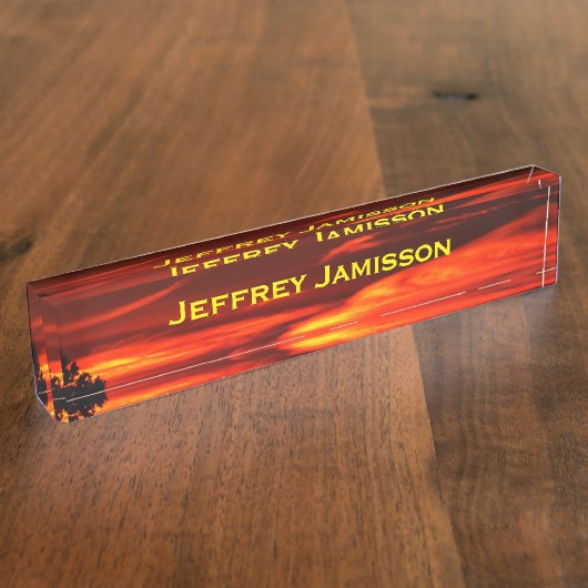 名前パーソナライズされた赤スカイアクリル デスクネームプレート (側面)