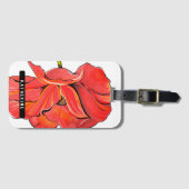 名前パーソナライズされた赤モダンケシ花 ラゲッジタグ (正面横)