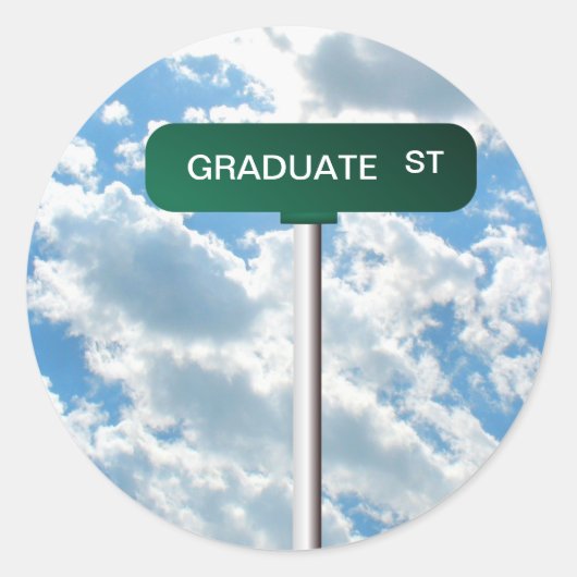 名前パーソナライズされた道路通りサインオンブルースカイ ラウンドシール (正面)