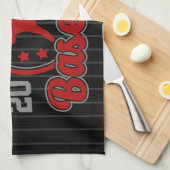 名前パーソナライズされた野球チームのプレーヤーゲーム キッチンタオル (四つ折り)