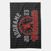 名前パーソナライズされた野球チームのプレーヤーゲーム キッチンタオル (縦)