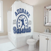名前パーソナライズされた野球チームのプレーヤーゲーム シャワーカーテン (インサイチュ)