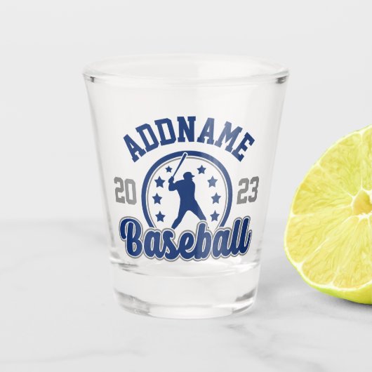 名前パーソナライズされた野球チームのプレーヤーゲーム ショットグラス (正面)