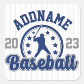 名前パーソナライズされた野球チームのプレーヤーゲーム スクエアシール (正面)
