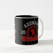 名前パーソナライズされた野球チームのプレーヤーゲーム ツートーンマグカップ (正面右)