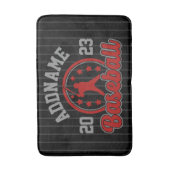 名前パーソナライズされた野球チームのプレーヤーゲーム バスマット (正面縦)