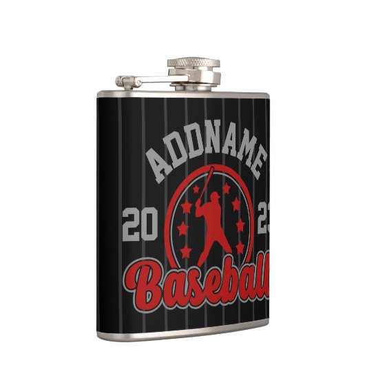 名前パーソナライズされた野球チームのプレーヤーゲーム フラスク (右)