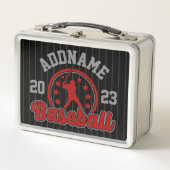 名前パーソナライズされた野球チームのプレーヤーゲーム メタルランチボックス (正面)