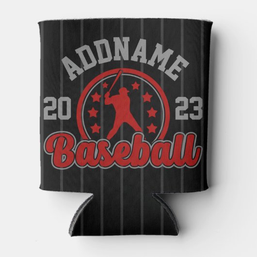 名前パーソナライズされた野球チームのプレーヤーゲーム 缶クーラー (正面)