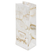 名前パーソナライズされた金ゴールドエフェクト大理石 ワインギフトバッグ (裏面アングル)