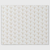 名前パーソナライズされた金ゴールドクロス《キリスト教》洗礼式や命名式バプティスマル ラッピングペーパー (フラット)