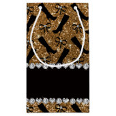 名前パーソナライズされた金ゴールドグリッターブーツ スモールペーパーバッグ (裏面)