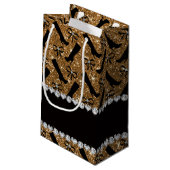 名前パーソナライズされた金ゴールドグリッターブーツ スモールペーパーバッグ (裏面アングル)
