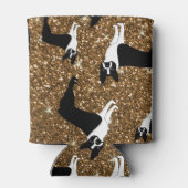 名前パーソナライズされた金ゴールドグリッターボストンテリア 缶クーラー (裏面)