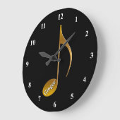名前パーソナライズされた金ゴールドミュージックノート |のミュージシャン ラージ壁時計 (傾斜)
