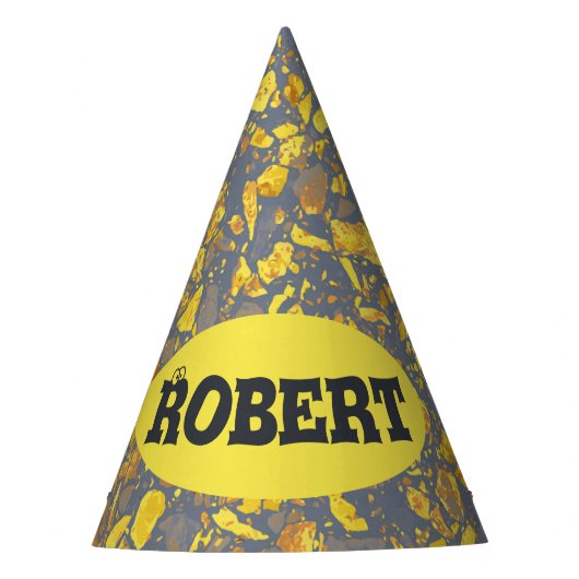 名前パーソナライズされた金ゴールドモダンTerrazzo Pattern パーティーハット (正面)