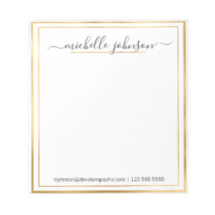 名前パーソナライズされた金ゴールド  メモ帳から ノートパッド