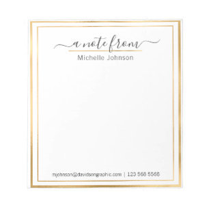 名前パーソナライズされた金ゴールド メモ帳から ノートパッド