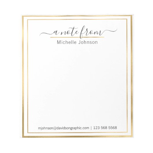 名前パーソナライズされた金ゴールド |メモ帳から ノートパッド (正面)