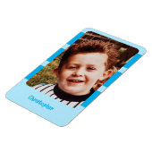 名前パーソナライズされた青の写真を追加ストライプする マグネット (左側)