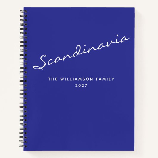 名前パーソナライズされた青の行先仕訳帳 ノートブック (正面)