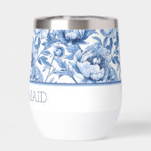 名前パーソナライズされた青フローラ花嫁メイドフラワー (背面)