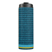 名前パーソナライズされた青モダンとオレンジのパターン タンブラー (正面)