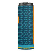 名前パーソナライズされた青モダンとオレンジのパターン タンブラー (裏面)