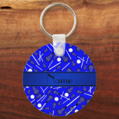 名前パーソナライズされた青ラクロス キーホルダー (正面)