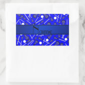 名前パーソナライズされた青ラクロス 長方形シール (バッグ)