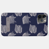 名前パーソナライズされた青ヴィンテージタイプライターパターン Case-Mate iPhoneケース (裏面(横))