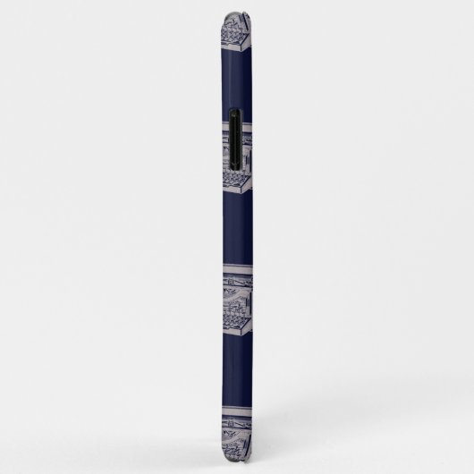 名前パーソナライズされた青ヴィンテージタイプライターパターン Case-Mate iPhoneケース (裏面/右)