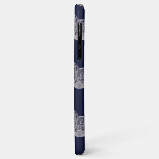 名前パーソナライズされた青ヴィンテージタイプライターパターン Case-Mate iPhoneケース (裏面/左)