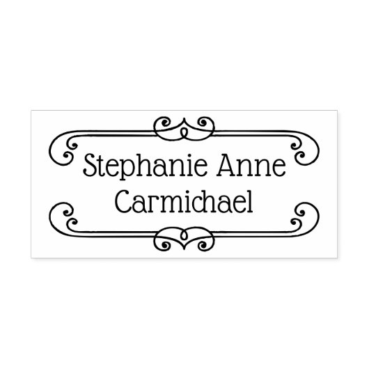 名前パーソナライズされた飾り枠 ラバースタンプ (インプリント)