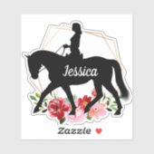 名前パーソナライズされた馬シルエットエクエストリアンStic シール (シート)