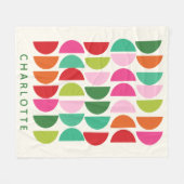 名前パーソナライズされた鮮やかよくはしゃぐ幾何モダン フリースブランケット (正面(横))