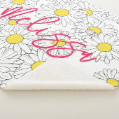 名前パーソナライズされた黄デイジーパターモダンン シェルパブランケット (3/4)